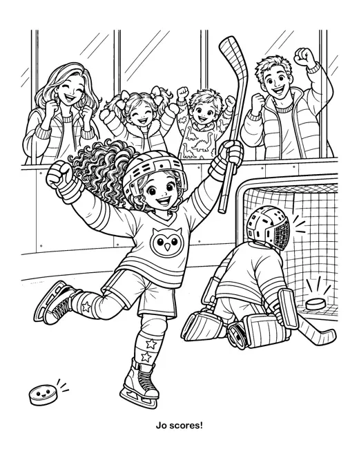 Coloring page: Jo scores!