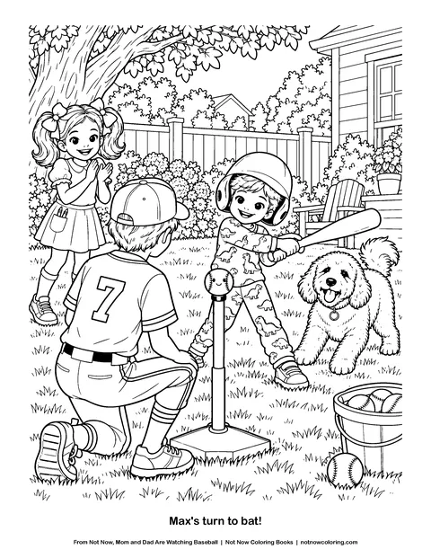 Coloring page: Max's turn to bat!