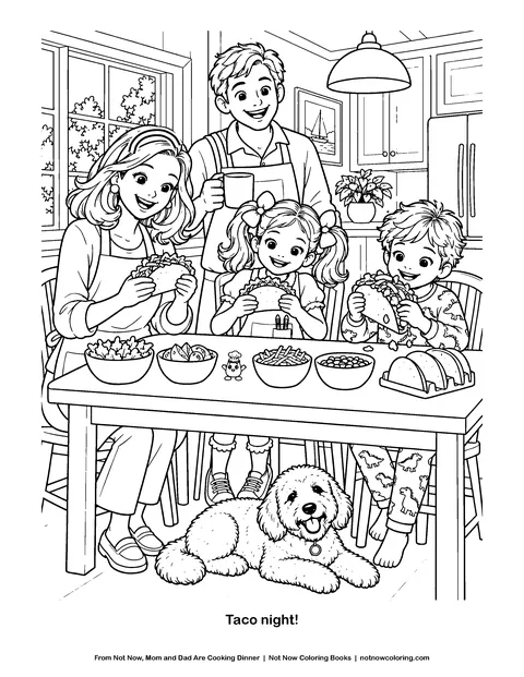Coloring page: Taco night!