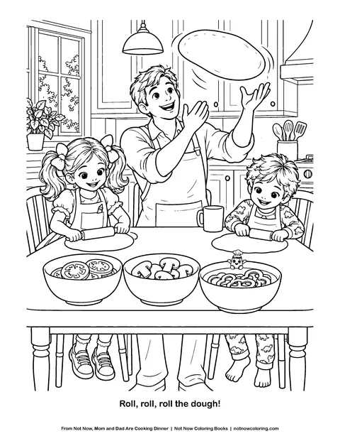 Coloring page: Roll, roll, roll the dough!