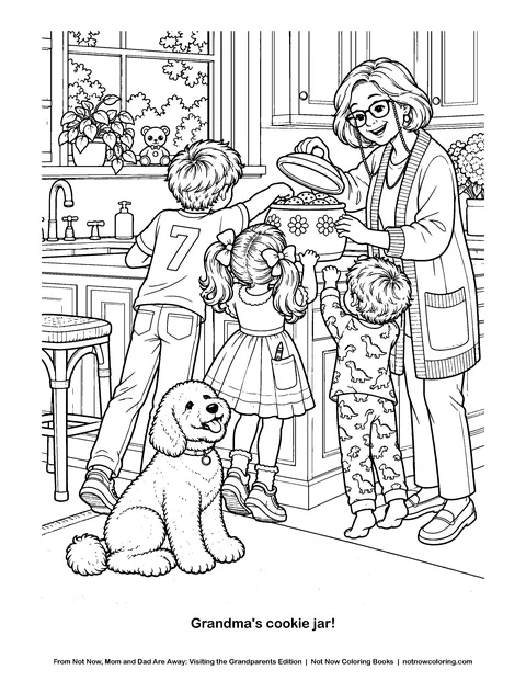 Coloring page: Grandma's cookie jar!