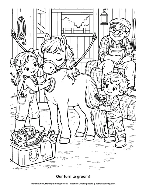 Coloring page: Our turn to groom!