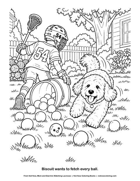 Coloring page: Biscuit wants to fetch every ball