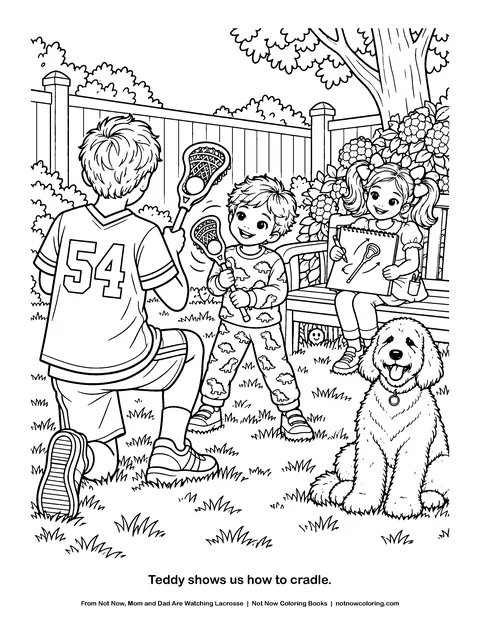 Coloring page: Teddy shows us how to cradle