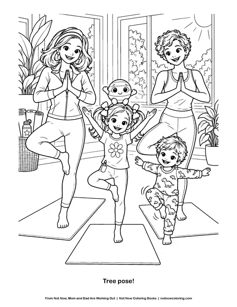 Coloring page: Tree pose!