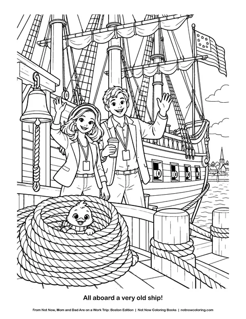 Coloring page: All aboard a very old ship!