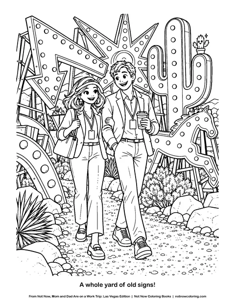 Coloring page: A whole yard of old signs!