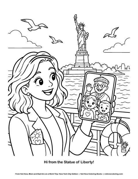 Coloring page: Hi from the Statue of Liberty!